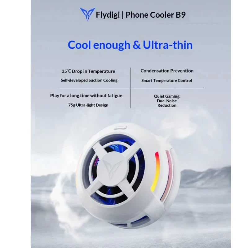 

Flydigi B9 Magnetic Semiconductor Phone Cooler Ultra Light 75g Quiet For Phone Ipad Redmagic Black Shark Gaming Live Streaming