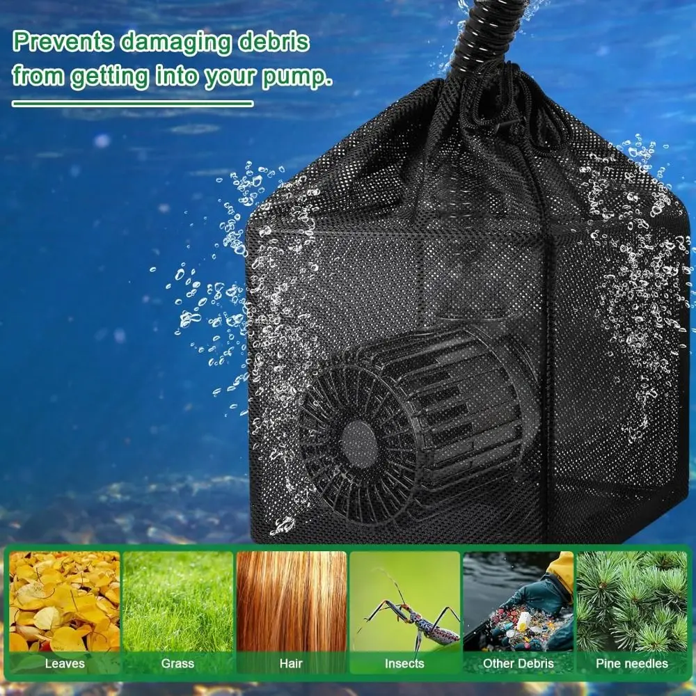 High Flow Pond Pump Filter Bag Drawstring Closure Reusable Pump Barrier Bag Easy Clean Pond Filter Bag Aquarium Filtration