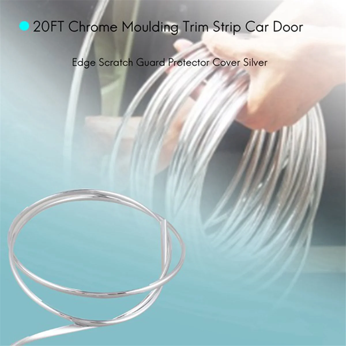 

10 Pcs 20FT Chrome Moulding Trim Strip Car Door Edge Scratch Guard Protector Cover Silver