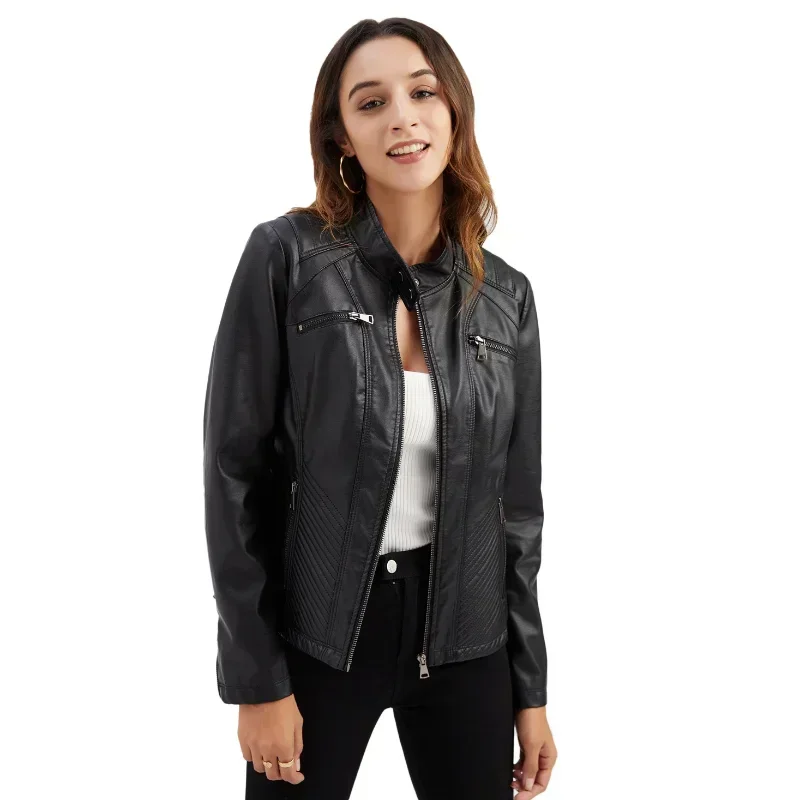 Jaquetas femininas primavera outono inverno motor biker roupas femininas casacos 2025 novas senhoras outwear de couro manga long