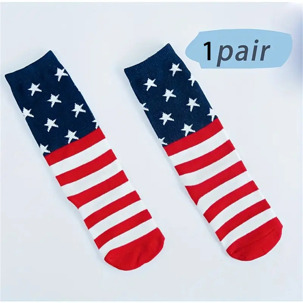 1 pair of American flag striped star long socks for boys and girls, baby socks are comfortable, breathable, and elastic, suitabl