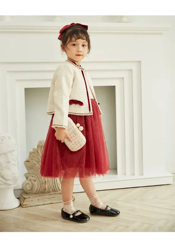 بدلة طفلة 2025 نمط جديد للربيع والخريف موضة جديدة وفستان معطف جميل مكون من قطعتين ملابس خارجية للأطفال #5