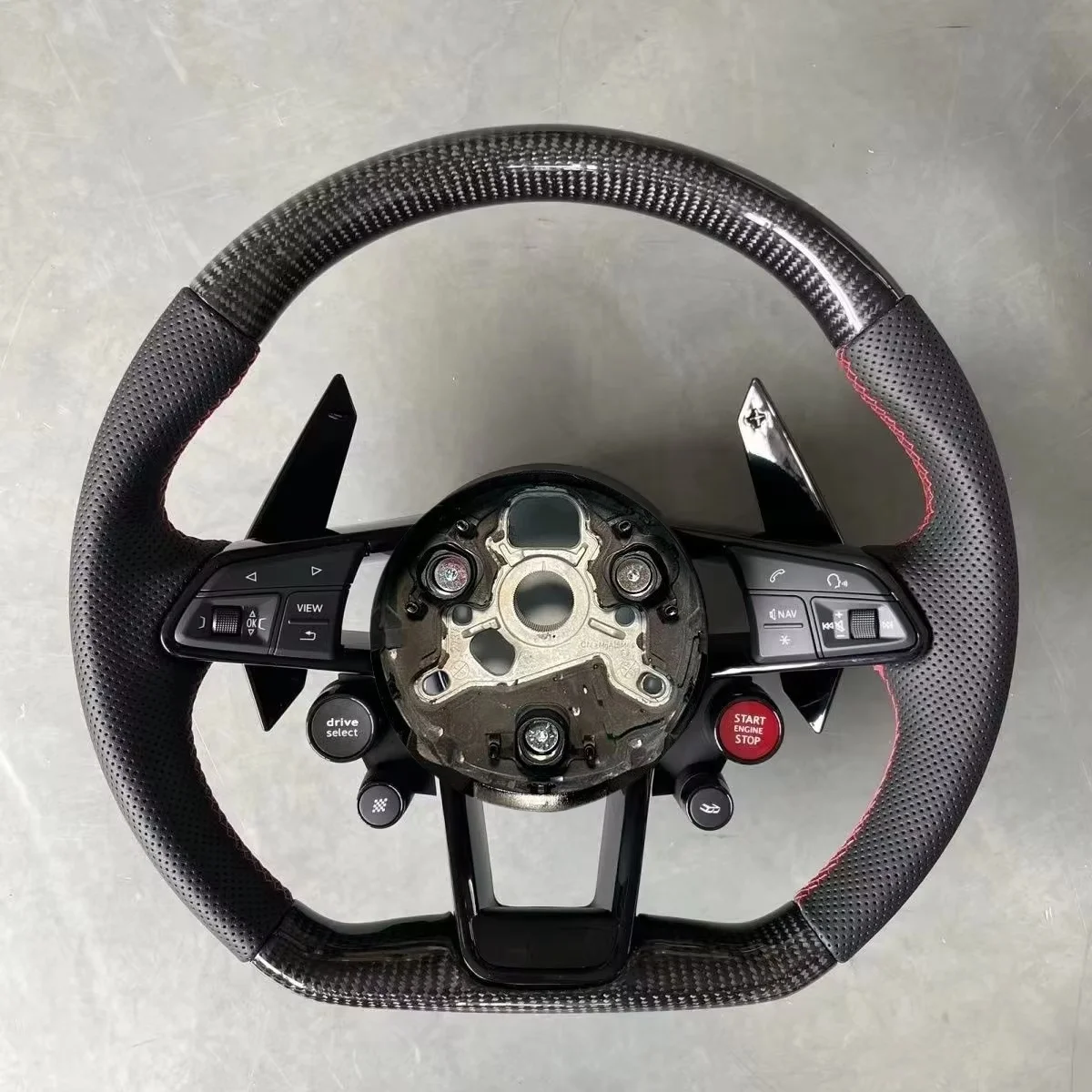 Custom Upgraded Carbon Fiber Start Button Steering Wheel for Audi R8 TT A4 A5 B8 B9 S4 RS6 A6 C7RS Q5 Q6 Q7 A3 A7 Sport 4-button