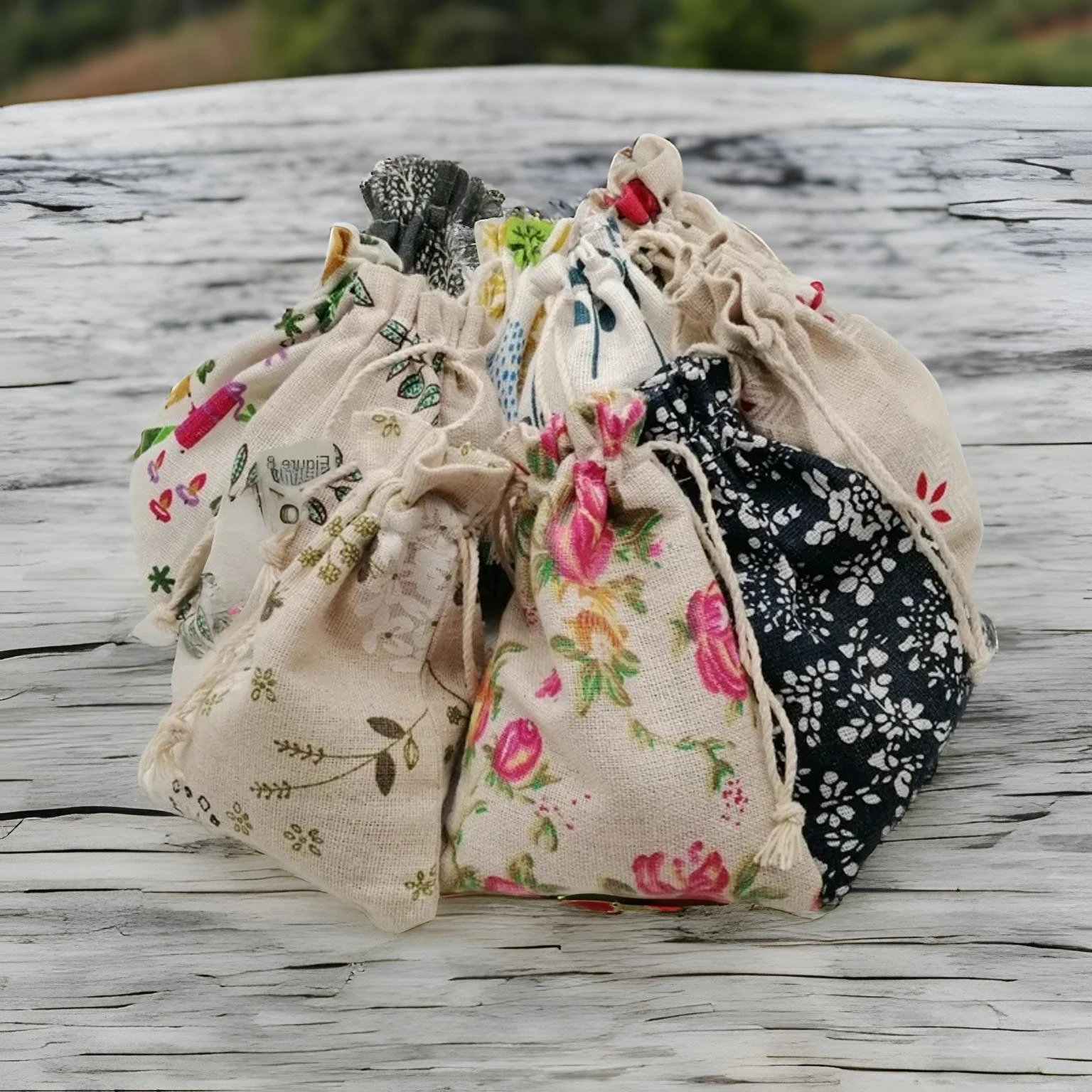 

60pcs Multiple Pattern Wedding Storage Pouch Handmade Cotton Bag Birthday Party Supply Holiday Gift Bags Jewelry Sack Displays