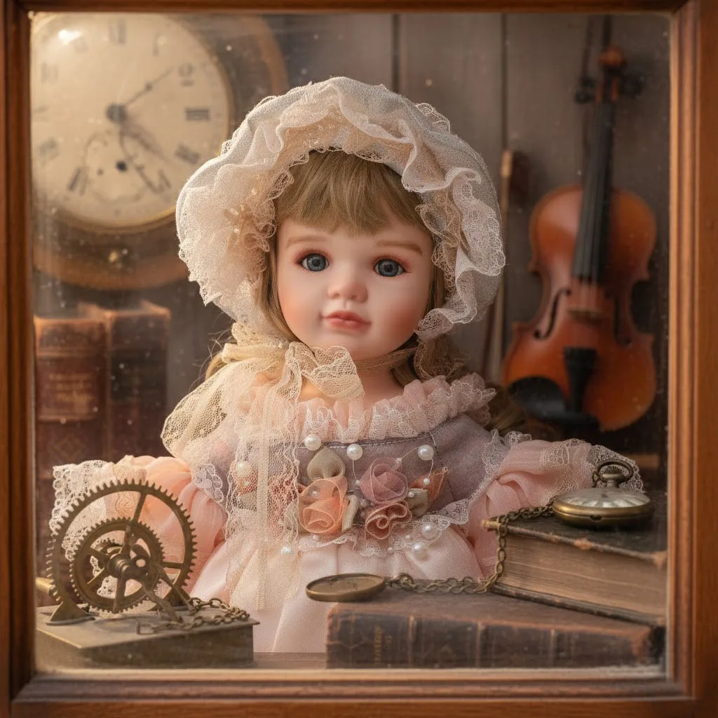 

Cloveray 45cm Original Victorian Style Porcelain Doll 18 Inch Retro Ceramic Limb Cloth Body Ceramic Doll Art Gift With Bracket