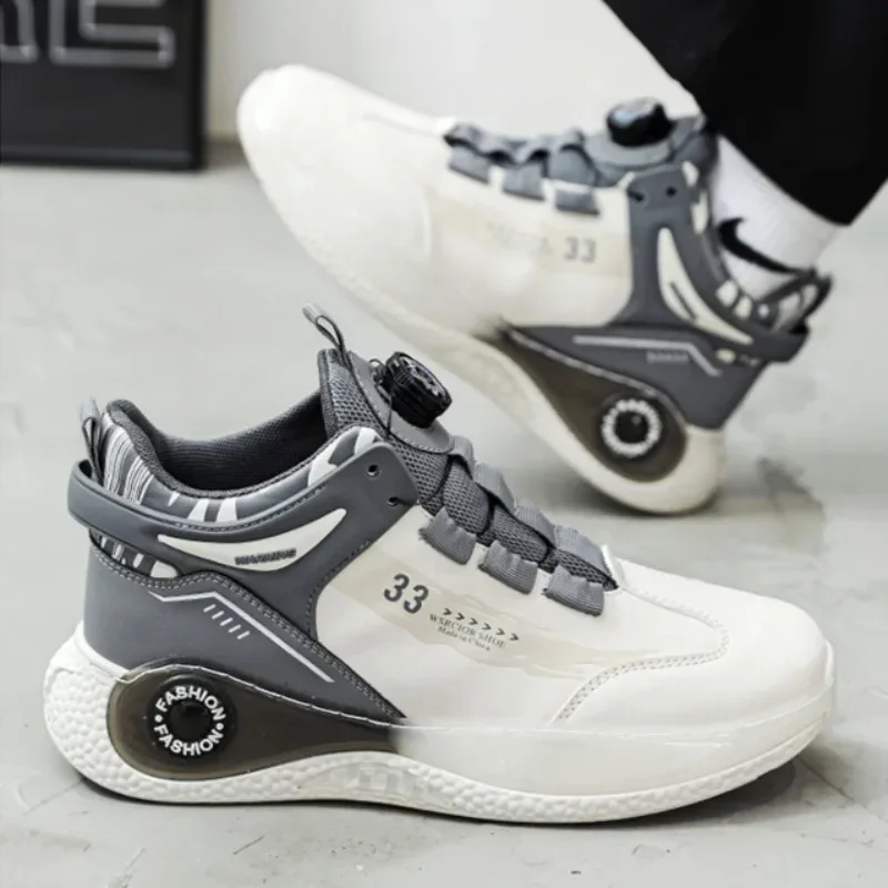 Mens Sneakers with Rotating Buckle Comfy Non Slip Lace up Durable Shoes for Mens Outdoor Activities image 5