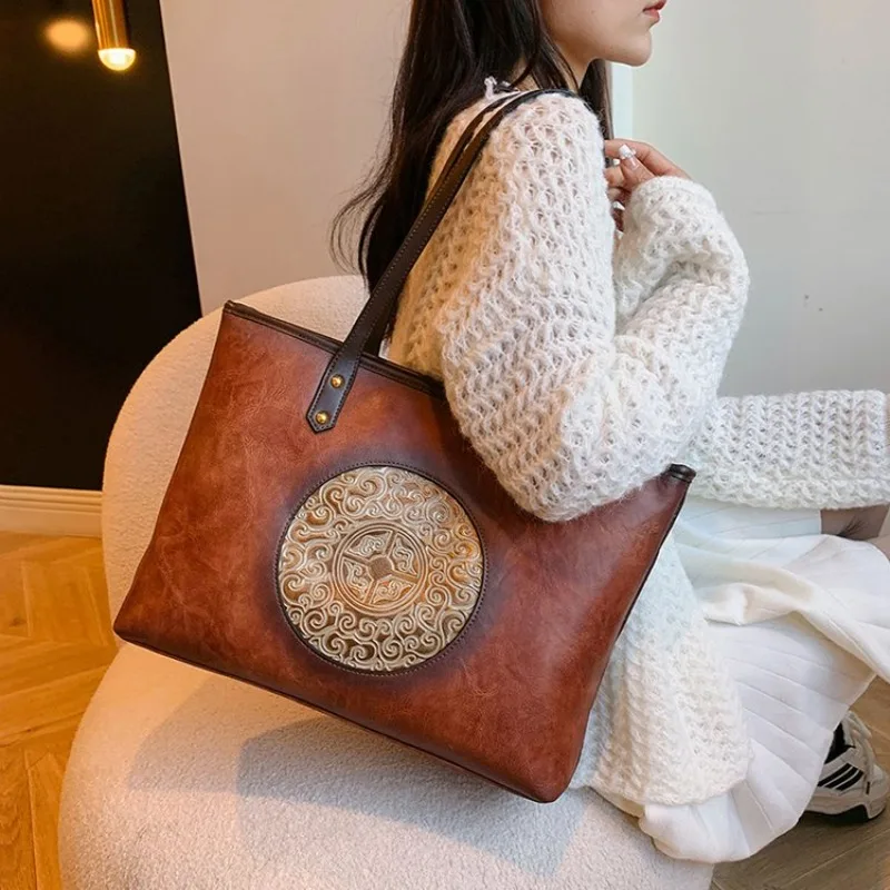Large Capacity Diaper Bag For Women Handbag Leather Crossbody Shoulder Messenger Purse Tote Classic