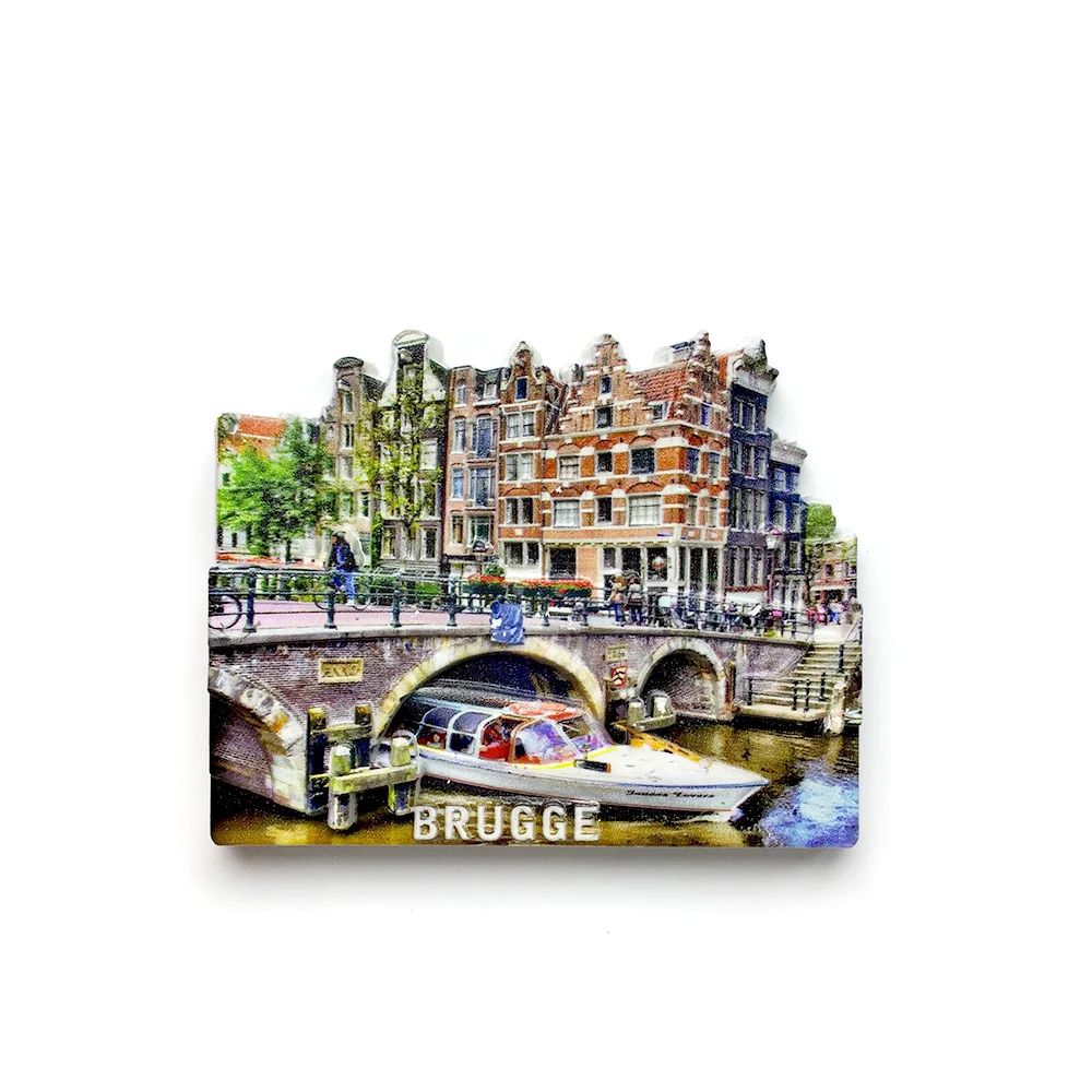 

3D Resin Bruges Canal Scene Fridge Magnet - Belgium Tourist Souvenir