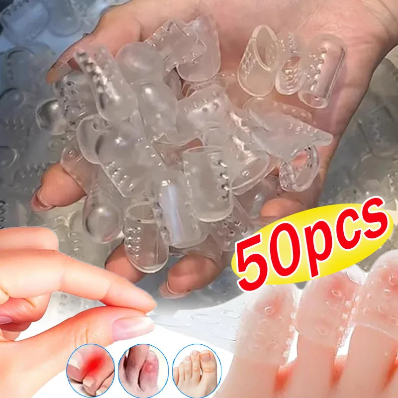 50pcs Transparent Toe Covers Clear Toe Caps Anti-Friction Breathable Toe Protector Toes Caps Silicone Cover Protectors Foot Care