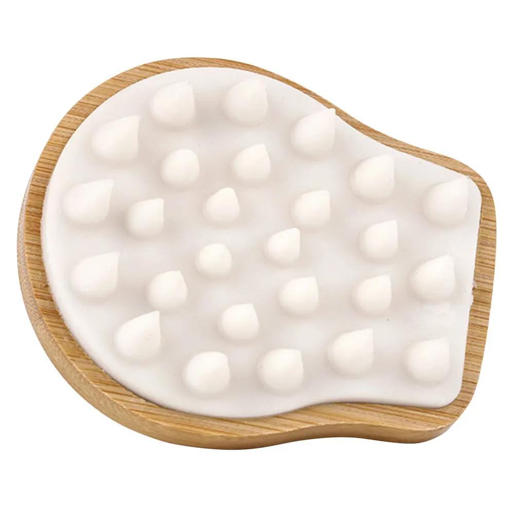 

Bamboo Shampoo Brush Scalp Massager Tpr Supple Head Scrubber Stronger Cleaning Ability Delicate Design for Dandruff Treatment