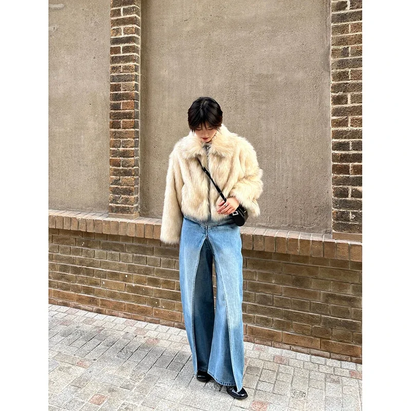 Pantalones vaqueros holgados de pierna ancha para mujer, Vaqueros Retro holgados e informales de cintura alta, estilo Harajuku Vintage, estética