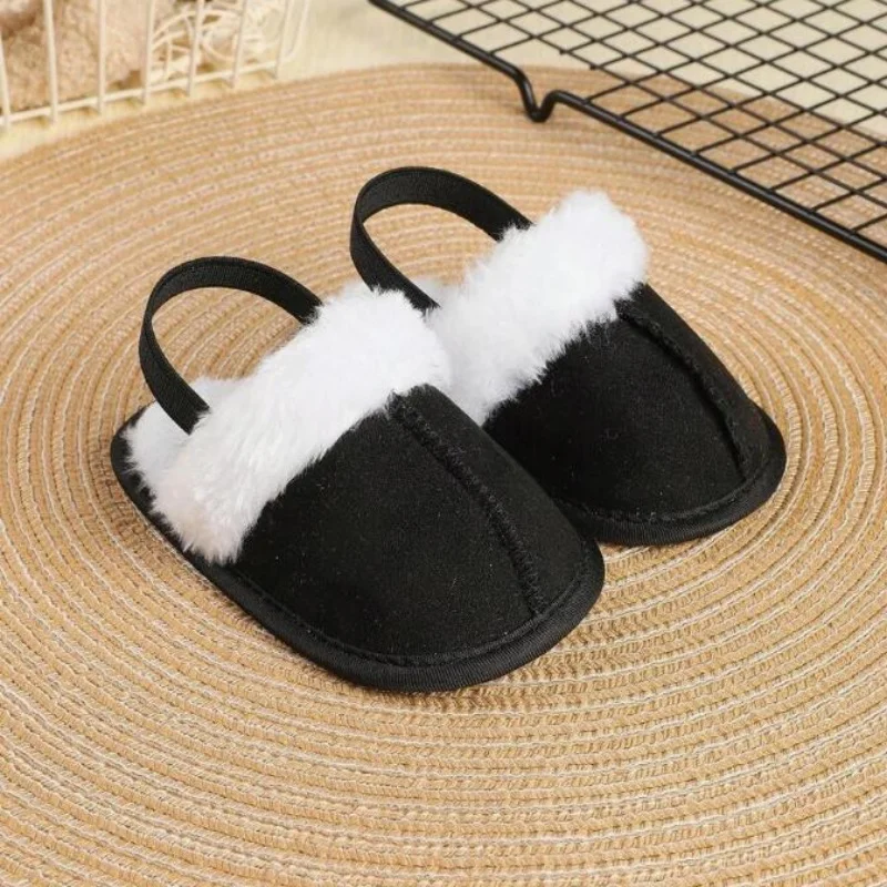

Winter 0-18M Baby Slippers Fluffy For Boys And Girls Sandals Cute Fluffy Soft Comfortable Non Slip Sole Children's Shoes