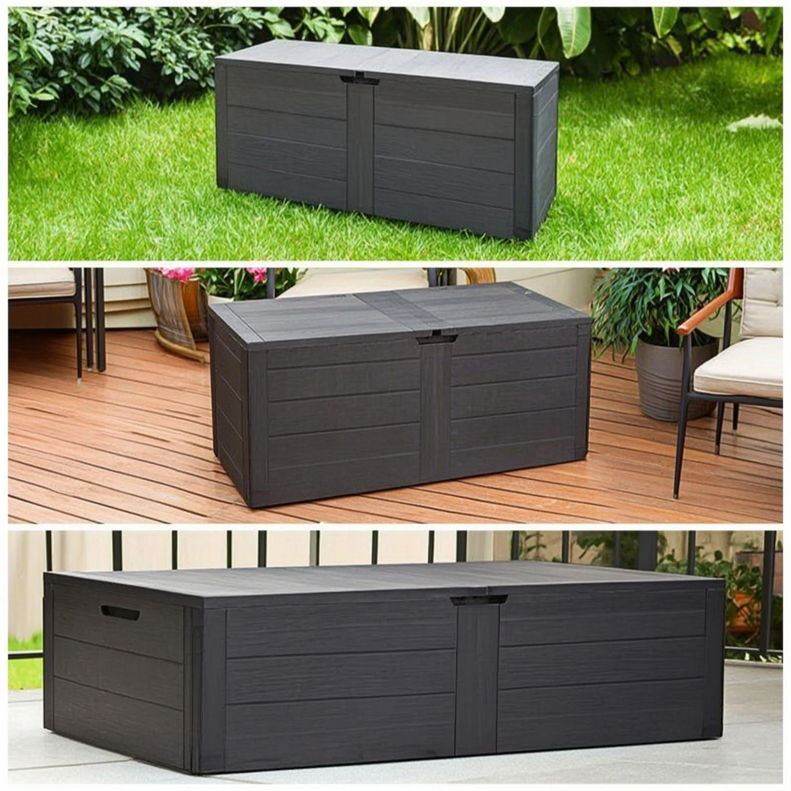 Outdoor Storage Box Lockable Storage Box with Hinged Lid Garden Chest Waterproof Weather-Resistant for Homeowners, Patio