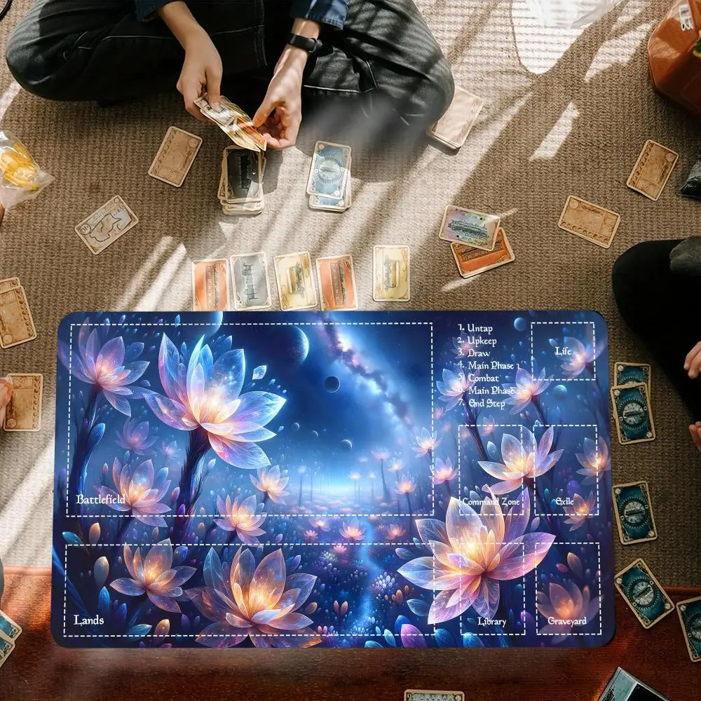 

Светящийся коврик для мыши Lotus, большие компьютерные офисные коврики для мыши 35X60 см, противоскользящие резиновые коврики для MTG DTCG CCG RPG, коллекционная карточная игра