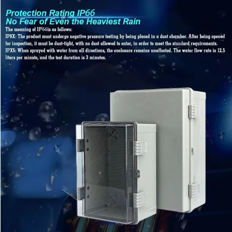 Outdoor waterproof distribution box, IP66 waterproof junction box, instrument box, power strip, plastic shell, waterproof