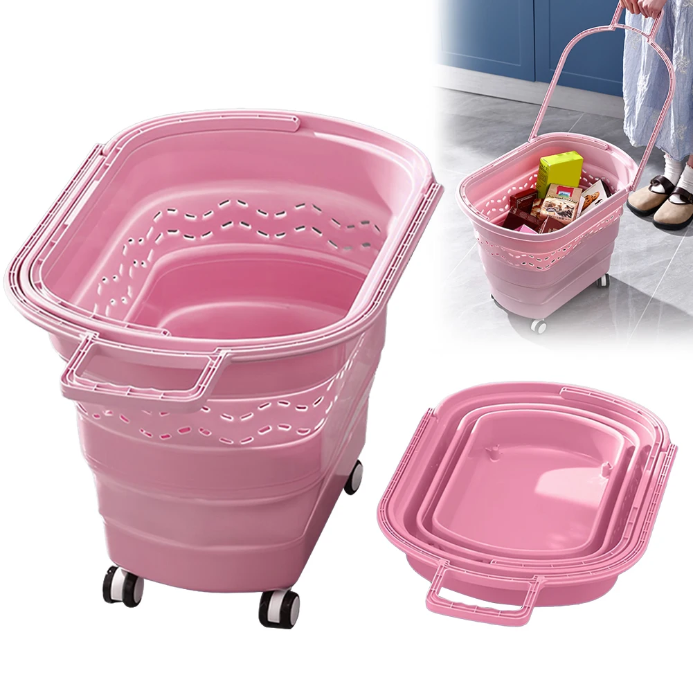 Large Capacity Folding Laundry Basket with Wheels