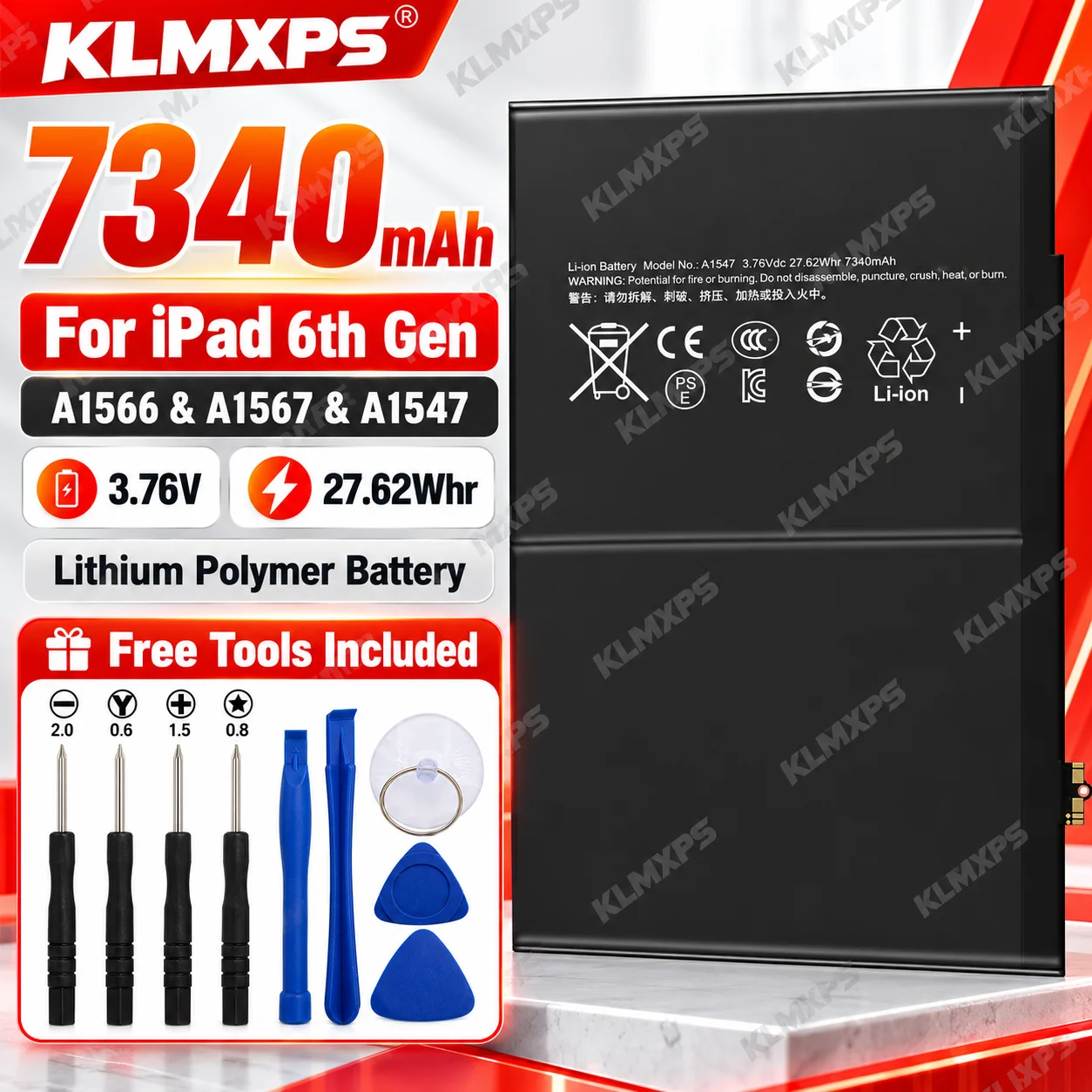 Replacement Tablet Battery for IPAD6/AIR2 6th A1566 A1567 A1547, Lithium Tablet Battery Factory Wholesale