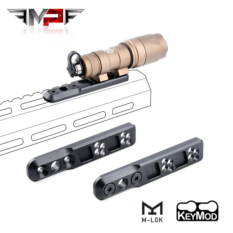 Fit Mlok Keymod Rail Surefir M300 M600 Flashlight Tatical Inline Light Mount Weapon Scout Light Base Hunting Airsoft Accessory