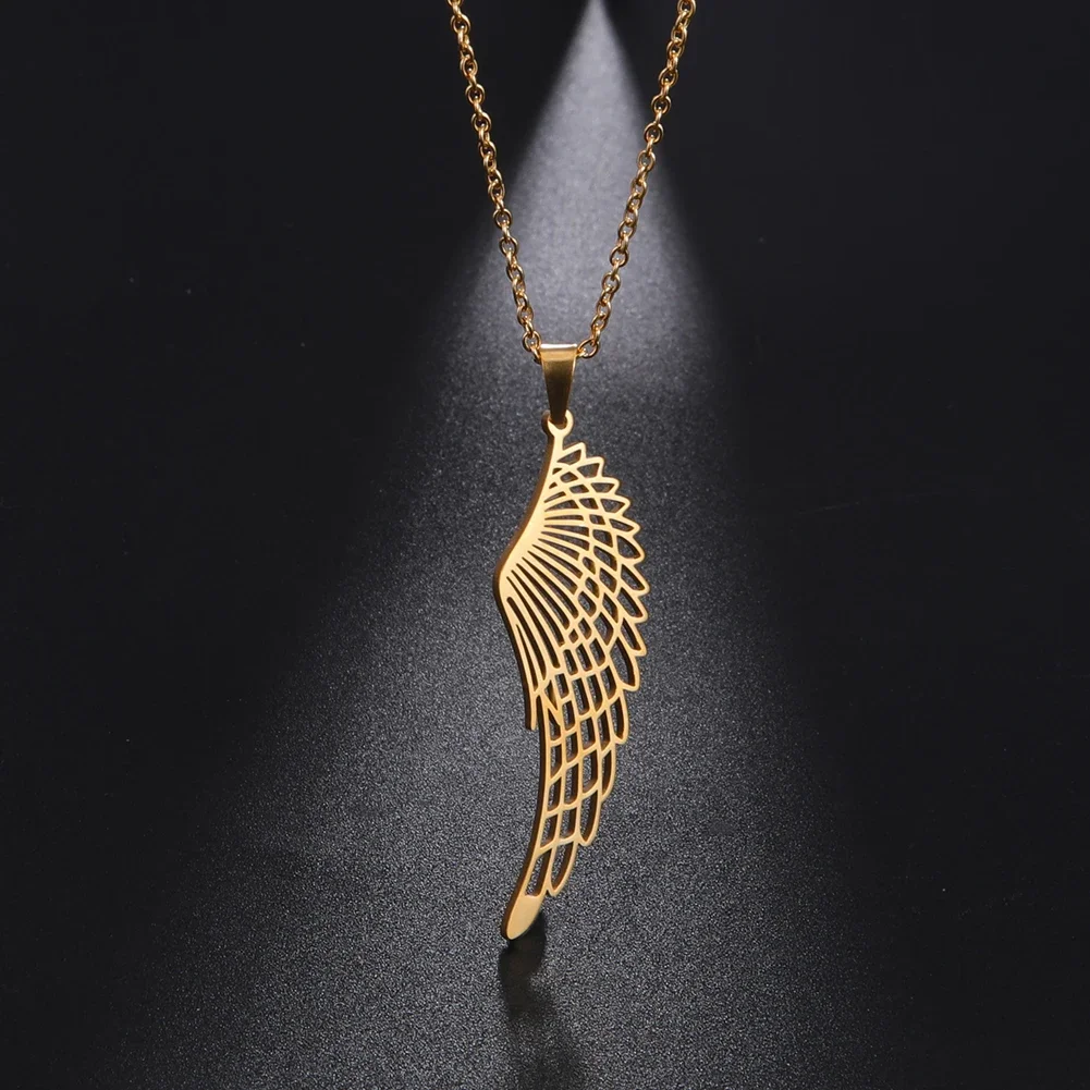 Skyrim 2026 Seraph Angel Wing Pendant Necklace for Women Stainless Steel Gold Color Choker Chain Necklace Fashion Jewelry Gifts