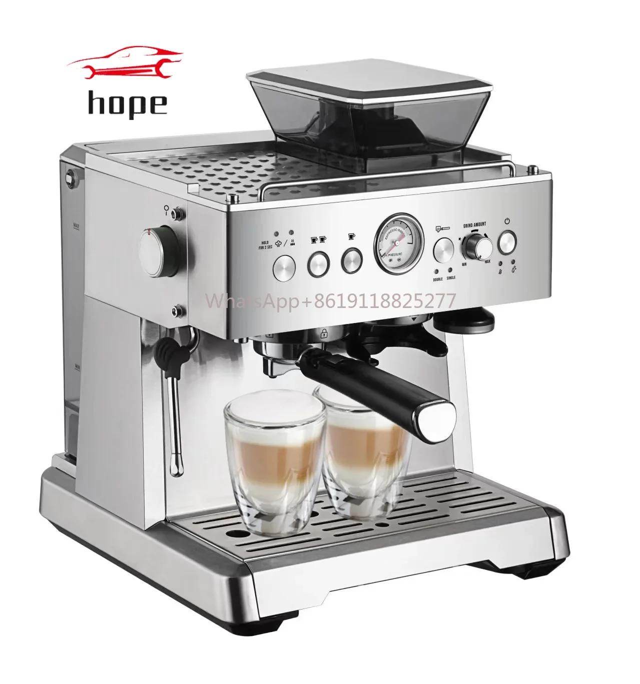 Professional Custom Semi Automatic Electric Adjust Home Restaurant Commercia Smart Coffee Maker Espresso Machine with Grinder