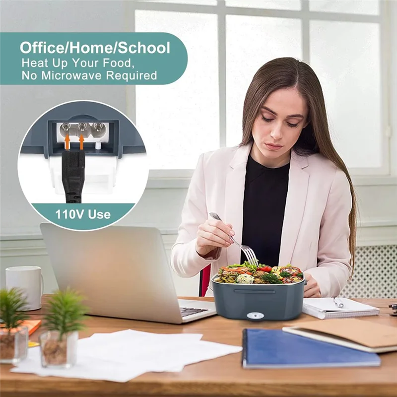 A15Q-Electric Lunch Box Food Warmer Stainless Steel Container For Home &  Office Ideal For Travel And Work EU Plug