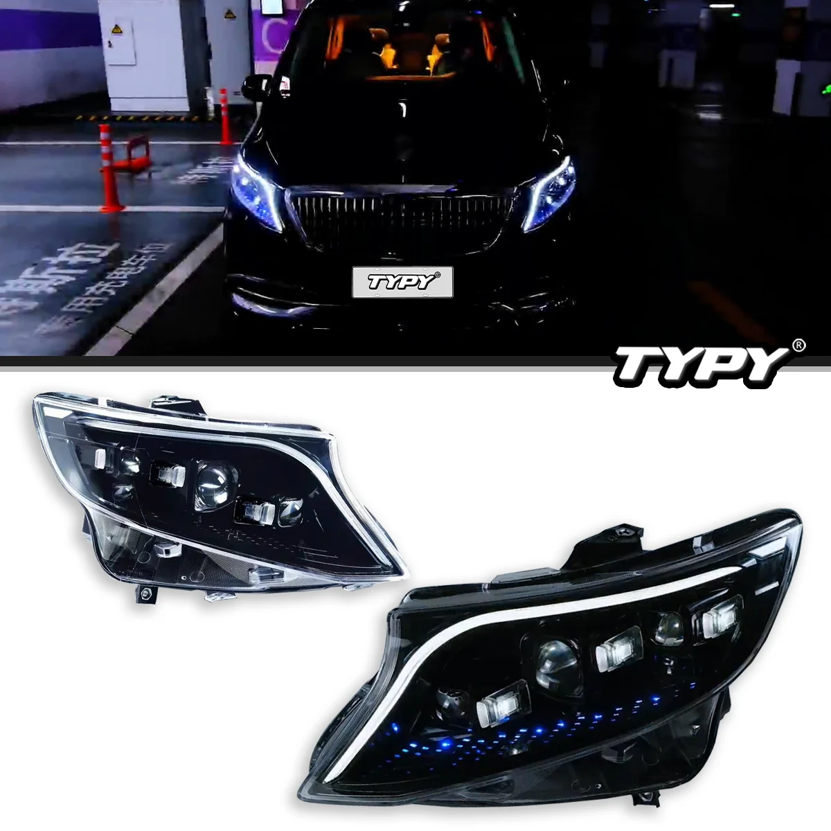 

Автомобильные фары TYPY для Benz V-Class W447 16-25, светодиодные фары для проектора, дневные ходовые огни, автомобильные аксессуары