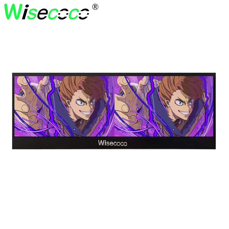 Wisecoco Layar LCD Multi Jendela 14 Inci Layar Strip Panjang 4K Layar 60Hz Port USB Tipe C Monitor Multimedia Monitor LCD