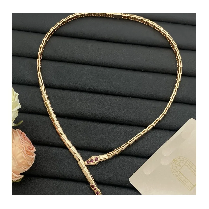 

New Ruby Snake Necklace Personality Trend Necklace Fashion Light Luxury Niche Premium Necklace