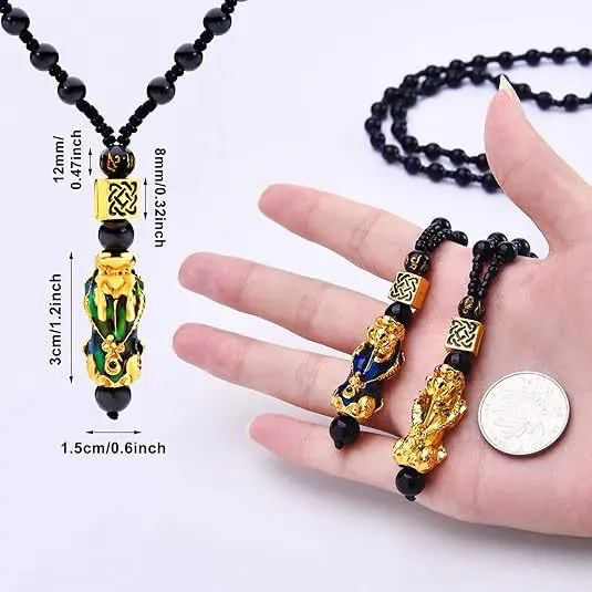Men's and women's temperature-changing Pixiu bracelet imitation obsidian six-character proverb bead Vietnamese sand gold couple