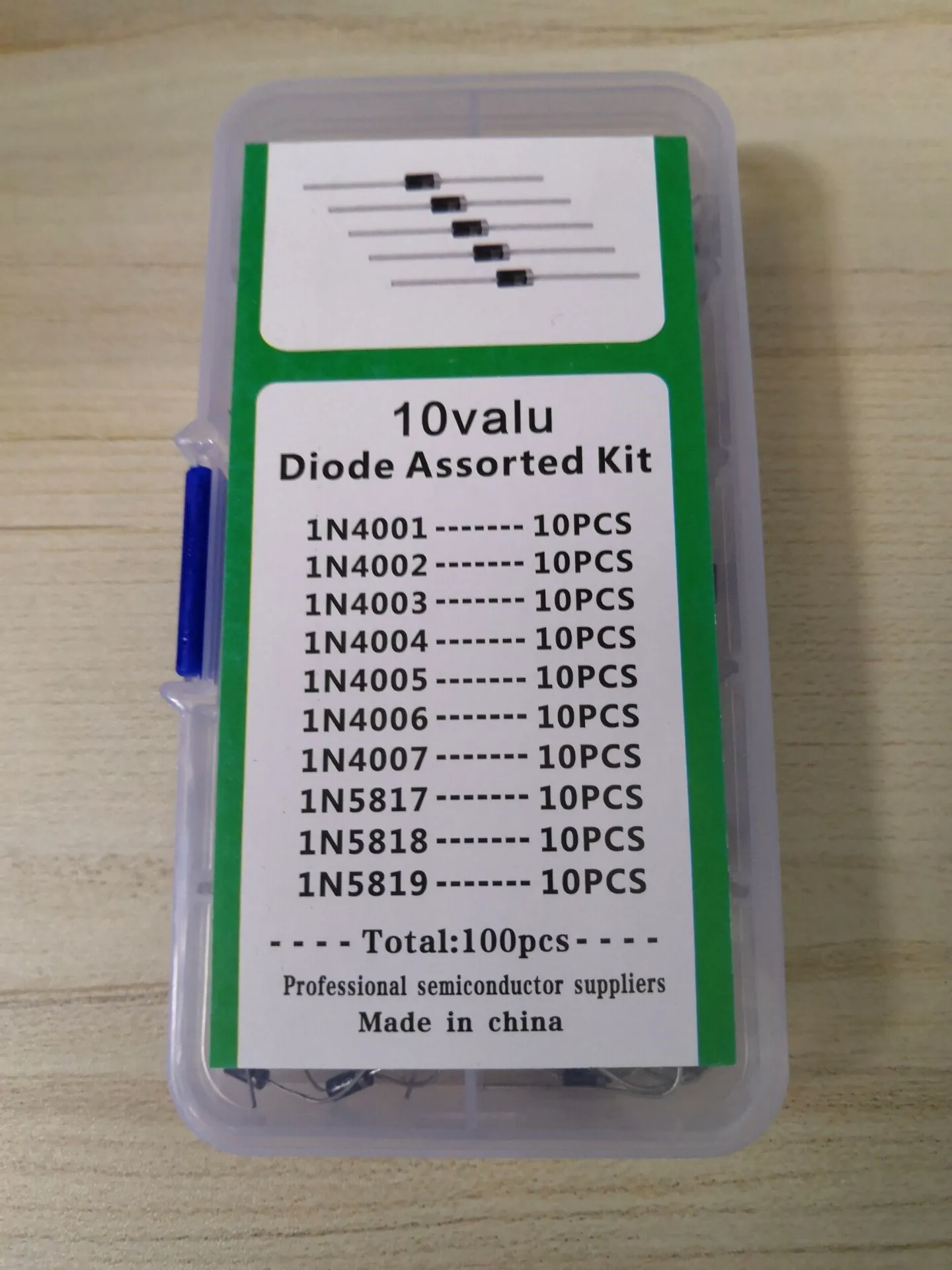 10 Value * 10pcs=100pcs Diode Kit IN4001 1N4002 1N4003 1N4004 1N4005 1N4006 1N4007 1N5817 1B5818 1N5819 Assorted Rectifier