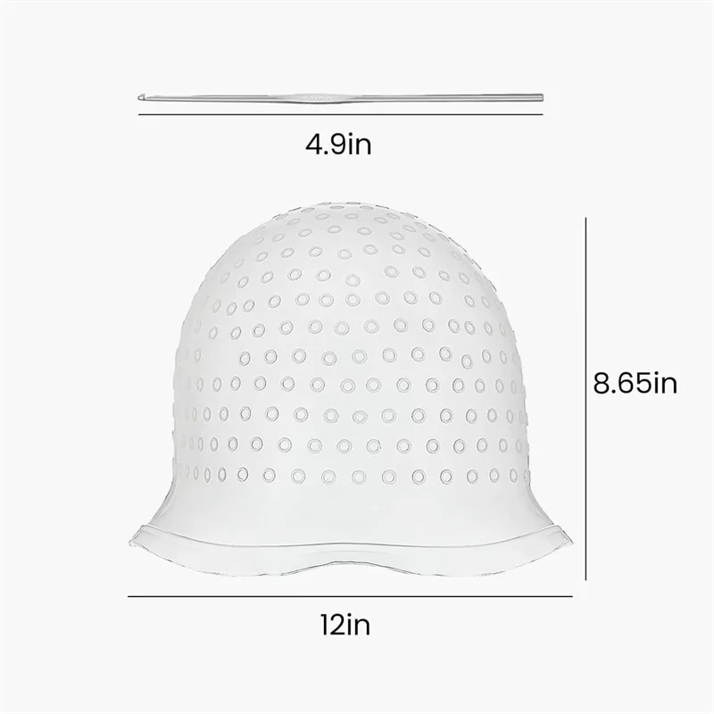 Silicone Hair Coloring Highlighting Cap with Hooks 2 Set Reusable Silicone Highlight Cap Pull Through Hair Coloring Frosting Cap