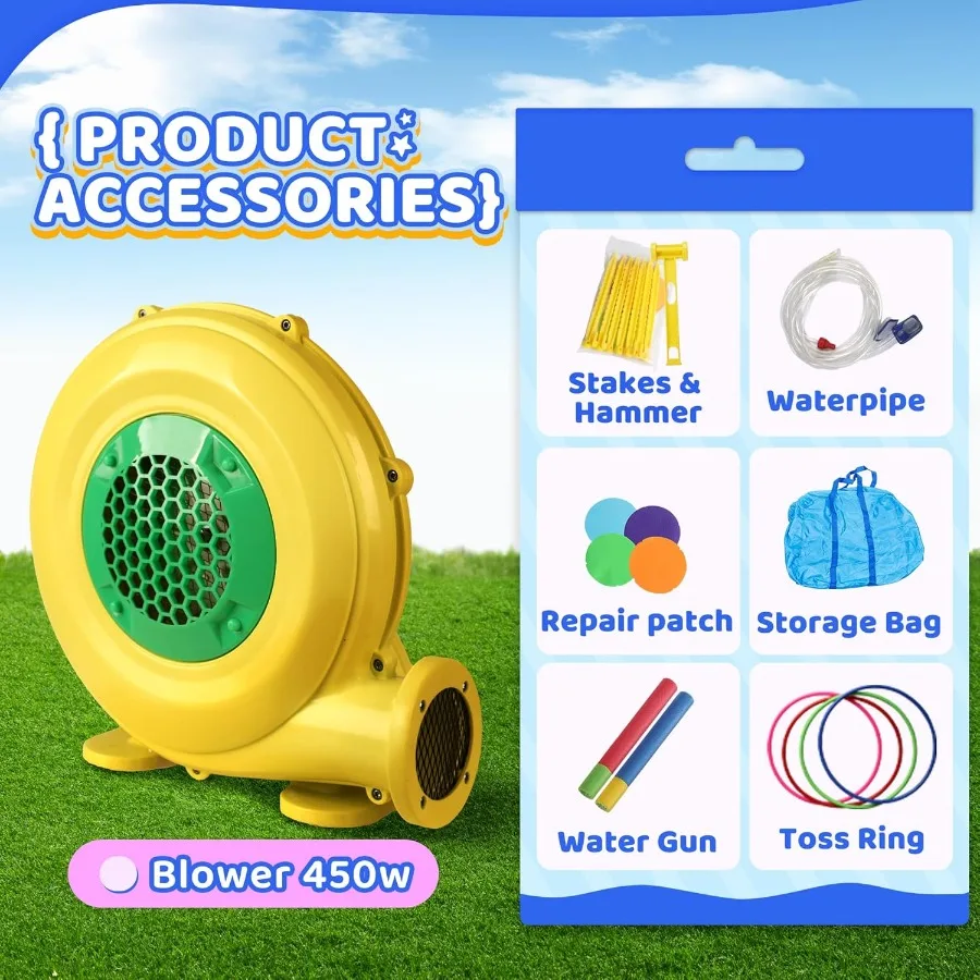 Casa de rebote inflable para casa de juegos, castillo con soplador, tobogán de agua, casa de rebote para niños pequeños, húmedo y seco