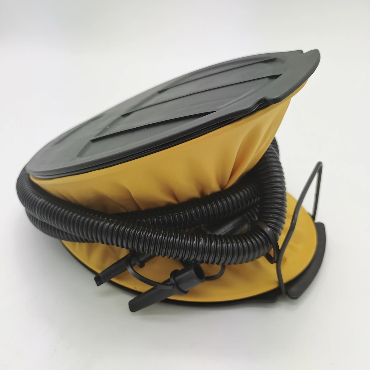 

3L Foot Pump Air Inflator For Inflatable Air Mattress Swimming Ring Outdoor Use Yellow Reinforced Plastic Dual Nozzle Fast