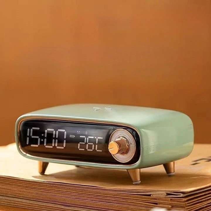 Bluetooth speaker alarm clock temperature wireless charging desktop ornament