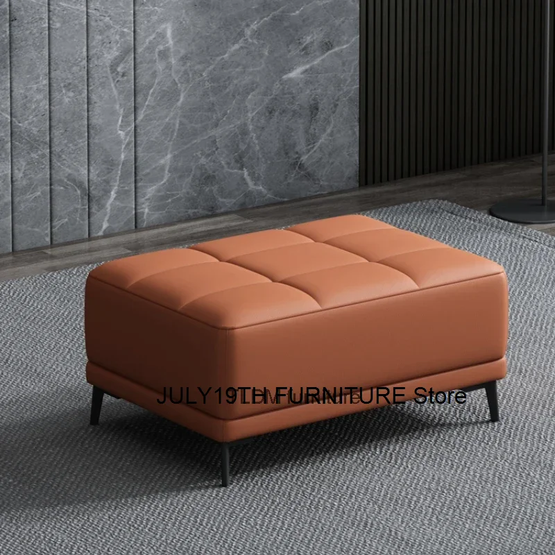 Living room Leather Low stool lazy module sofa design puffs footstool Entrance Shoe bench modern soft ottoman End of bed bench