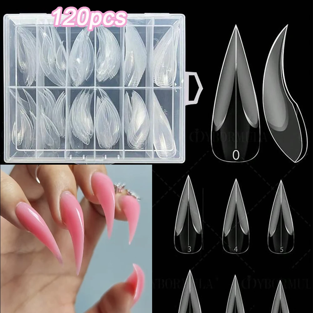 

120pcs 3D Eagle Claw Hawk False Nail Dual Forms Full Cover for Extension Curved Stiletto Sculptural Fake Nail Molds Nails Tip