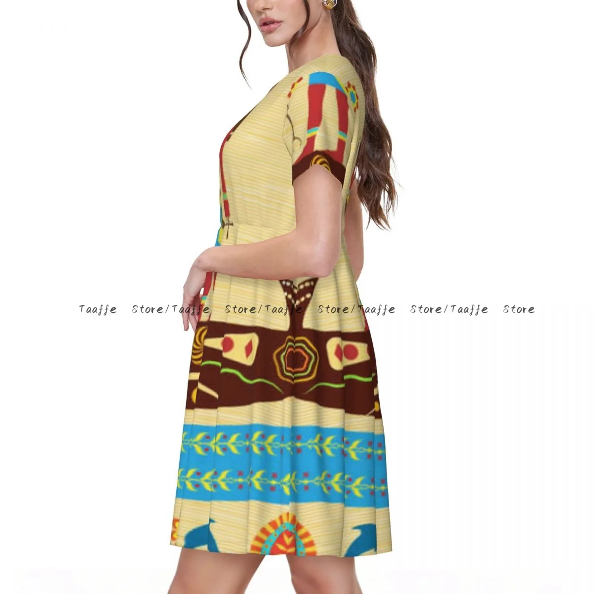 فستان نسائي كاجوال أنيق إله مصر القديمة يطفو في قارب بأكمام قصيرة فساتين فضفاضة عطلة نهاية الأسبوع #2