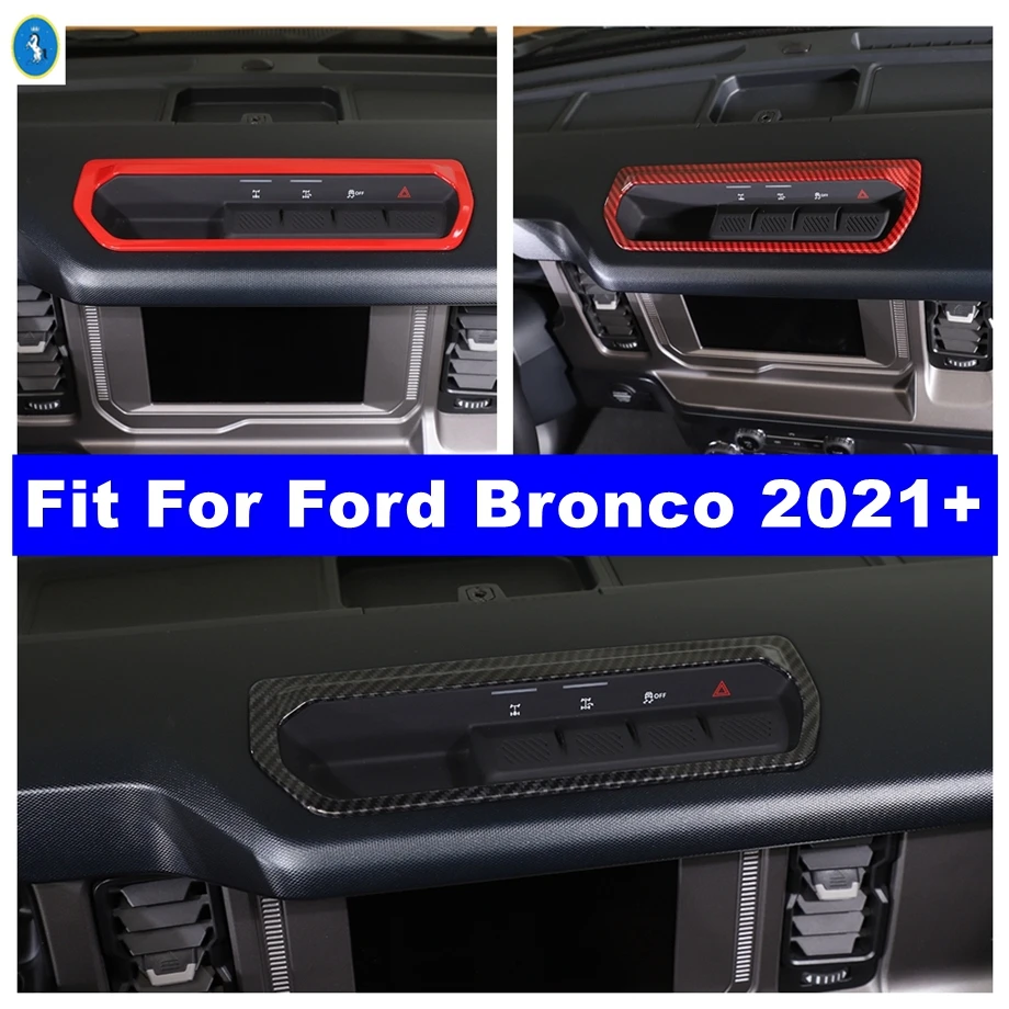 

Car Dashboard Differential Control Panel Frame Cover Trim Fit For Ford Bronco 2021 2022 Red / Carbon Fiber Interior Accessories