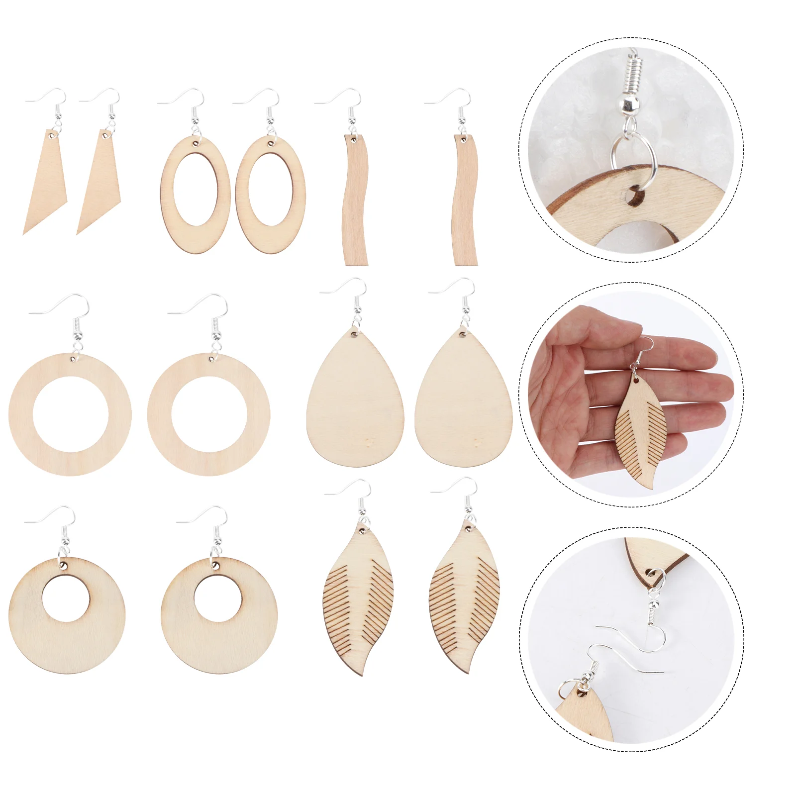 70 Pcs Wooden Earrings DIY Jewelry Kit Kits Jewlery Hook Unfinished Teardrop Blank Metal Handcraft