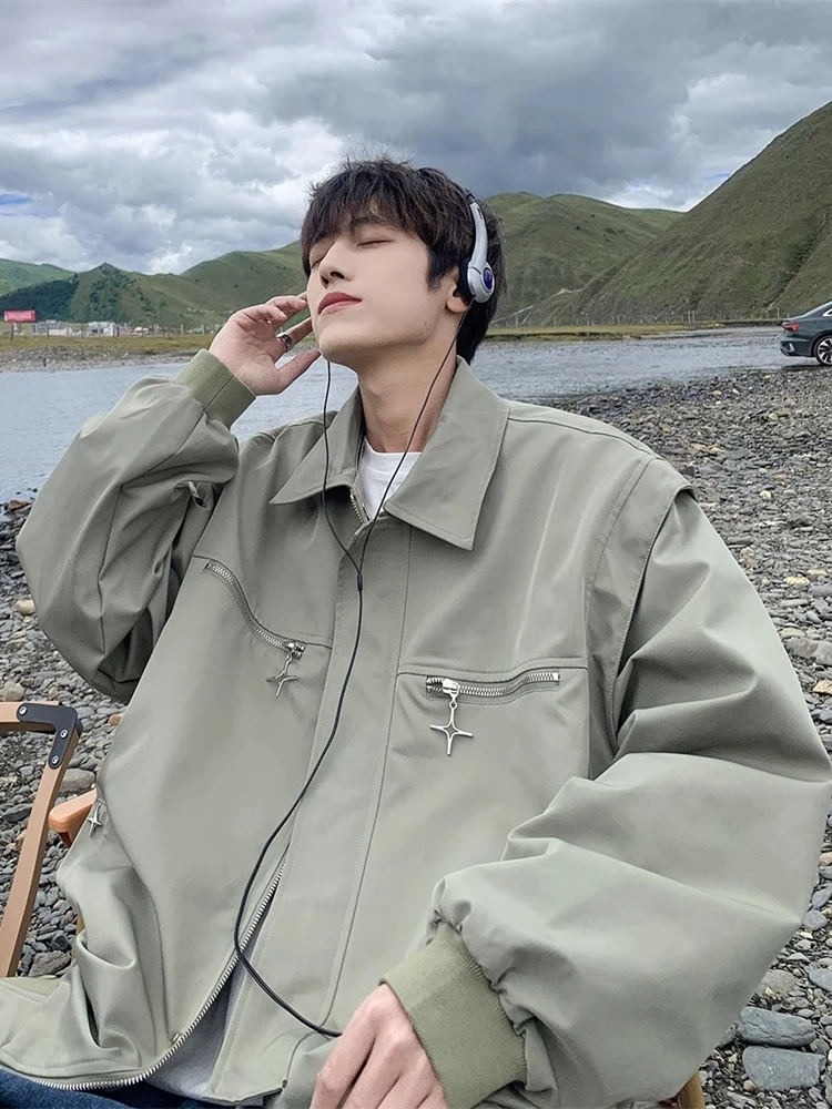 

Мужская куртка в американском ретро-стиле, рабочая одежда, весенне-осенняя куртка-пилот свободного кроя с воротником