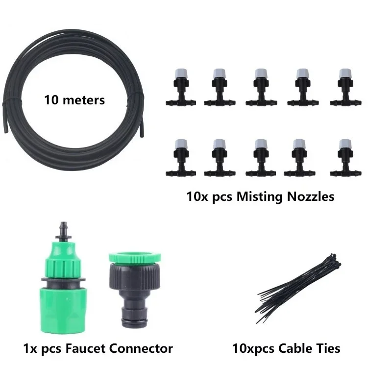 New Irrigation 10Meters 10 Sprinklers Nozzles Water Sprayer Misting Fog Cooling Nozzle System Garden Agricultural Sprayer System