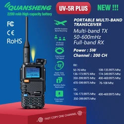 Quansheng-walkie talkie UV-5R plus UV-K5,長距離空気,デュアルバンド,5W,ハイパワー,2200mAh,ポータブル,200チャンネル