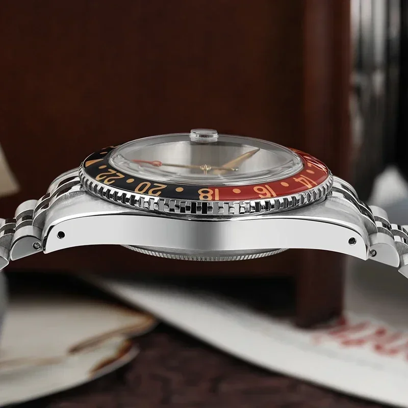 2025 جديد IXDAO ساعات آلية أوتوماتيكية للرجال NH34A GMT 38 مللي متر الأعمال JD6542 مقاوم للماء 100 متر C3 طلاء reloj hombre