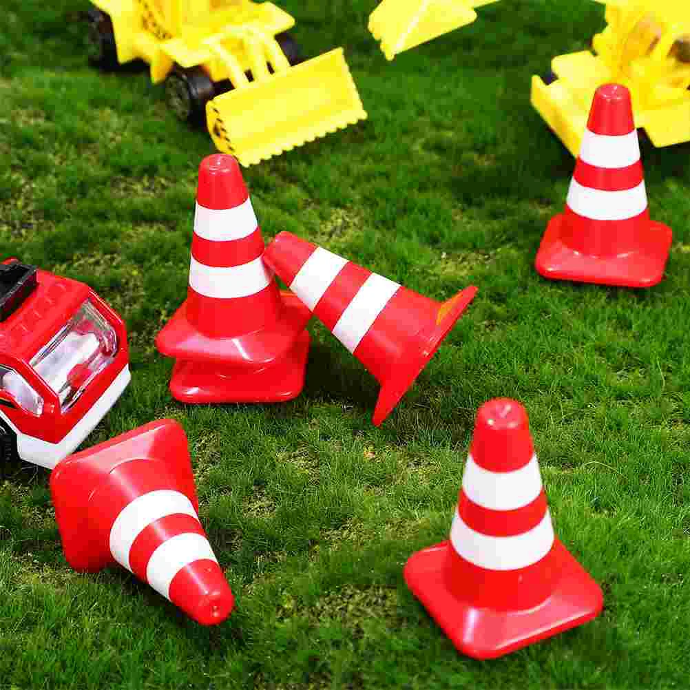 

12 Pcs Roadblock Sand Table Model Cones Toys Mini Decorate Construction Traffic Signs Models Abs Miniature Child Miniatures