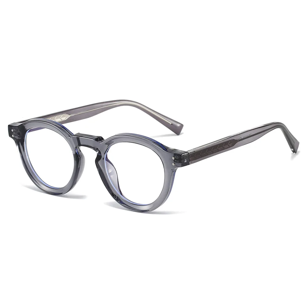 الرجعية موضة نظارات دائرية إطار الرجال TR90 المعادن الأساسية Ins كول مكافحة الضوء الأزرق النظارات البصرية اللون المرقعة النظارات #6