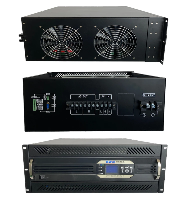 DC 48V to AC 220V 10000 Watt 10KVA Pure Wave Sine Power Inverter 4U Rack Mount Telecom Inverter with 3 Phase Output