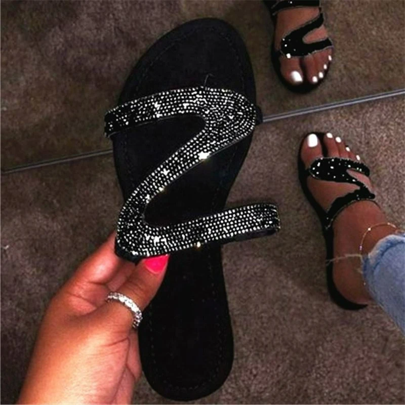 Sexy Women Summer Flat Bling Slippers Female Flip Flops Sandals Outdoor Beach Women Sandals  Glitter Shoes
