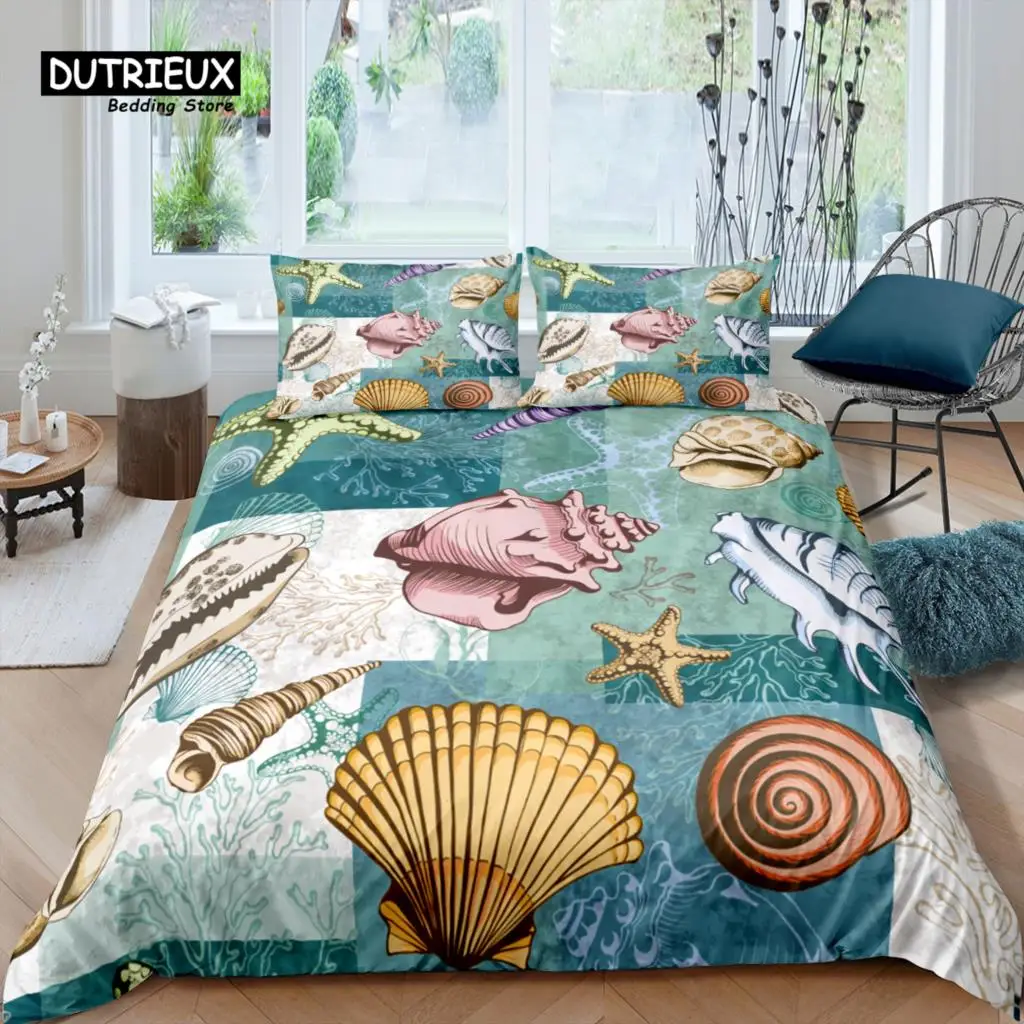 Home Living Luxury 3D Shell Bedding Set Comfortable Duvet Cover Set Pillowcase Kids Bedding Set Queen and King EU/US/AU/UK Size