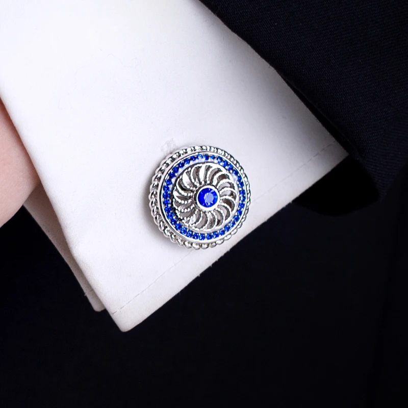 

KFLK For Men Blue Crystal Cufflinks Shirts Cuff links Button High Quality Brand Luxury Wedding Guests