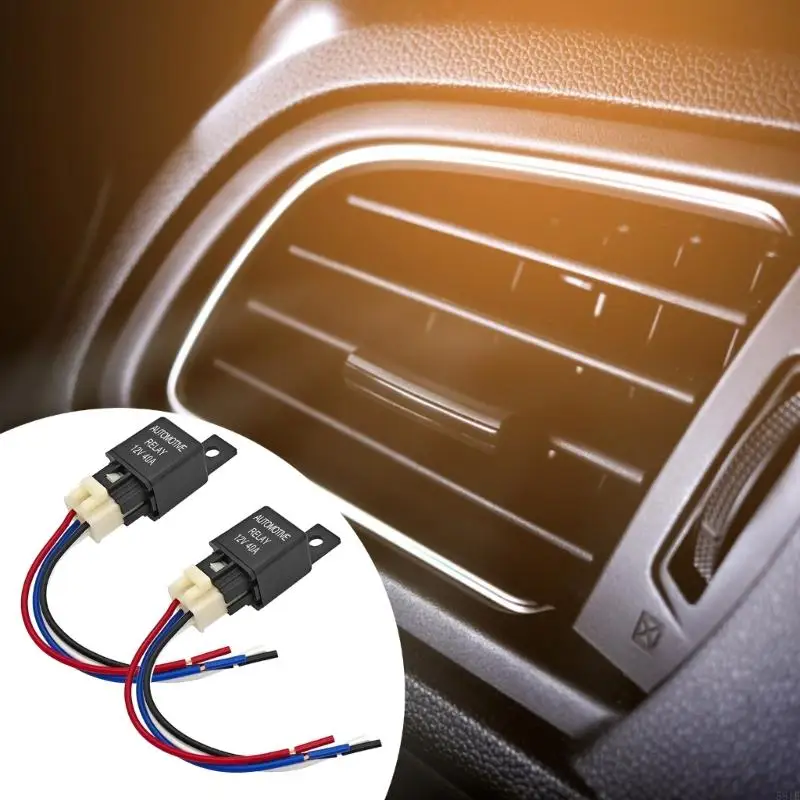 581E Double 12V 40.0A SPST Car Relays With Integrated Wiring Bundles Universals Fit for High Power Electrical Upgrades